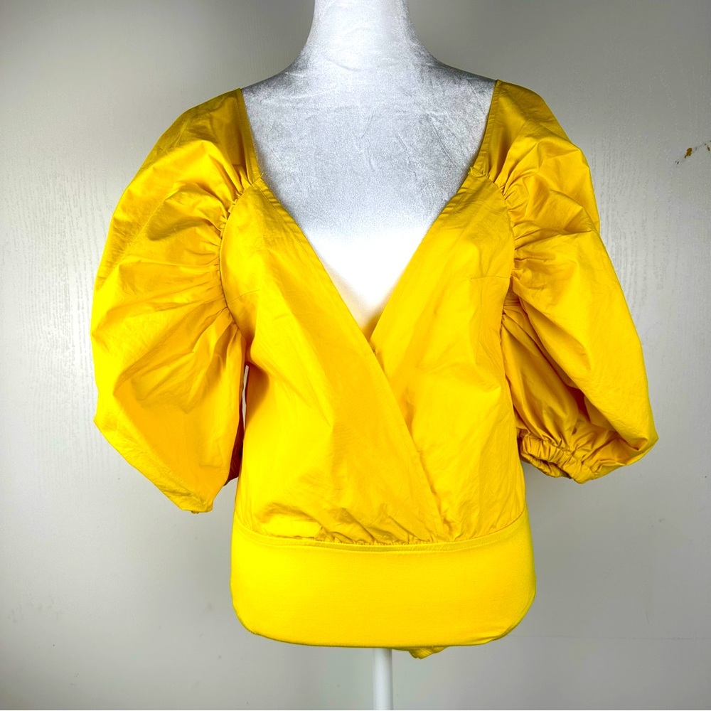 SHEIN Women’s Yellow Puff Sleeve Bodysuit Size XS
